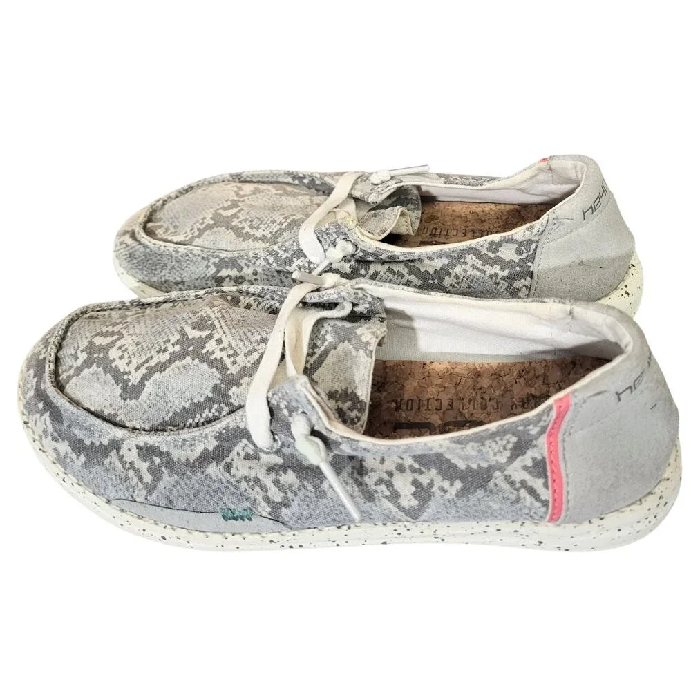 HEY DUDE Wendy Jungle Grey Washable Slip-On Shoes - Women's Size 6